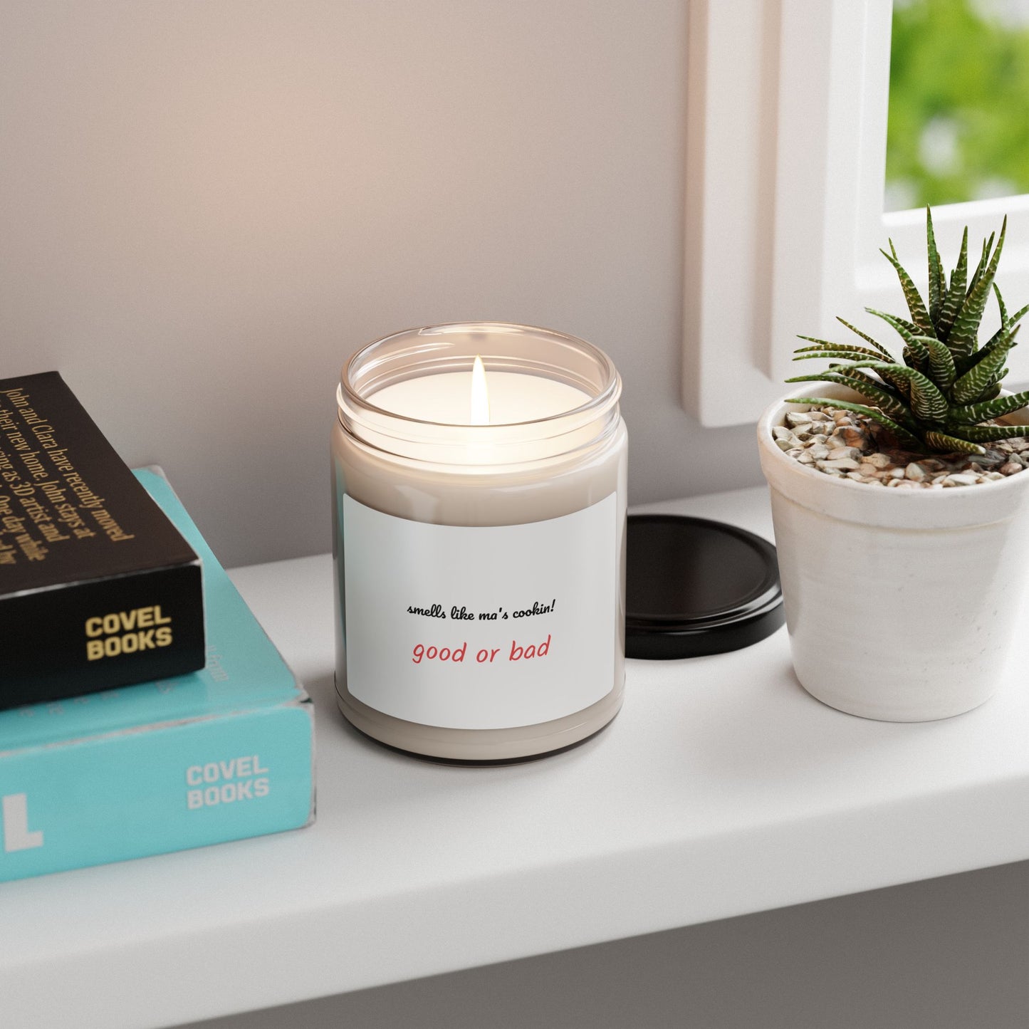 Scented Soy Candle with Humor - "Smells Like Ma's Cookin'!" | Perfect for Home Decor, Gifting, Self-Care, Party Favors, Holidays