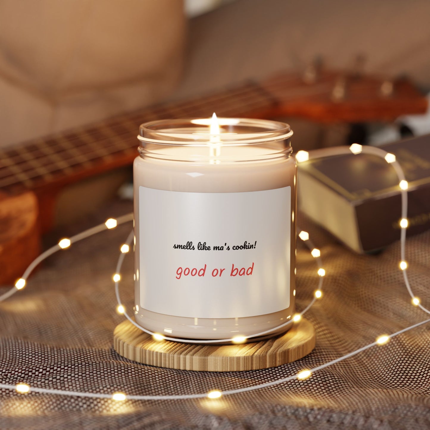 Scented Soy Candle with Humor - "Smells Like Ma's Cookin'!" | Perfect for Home Decor, Gifting, Self-Care, Party Favors, Holidays