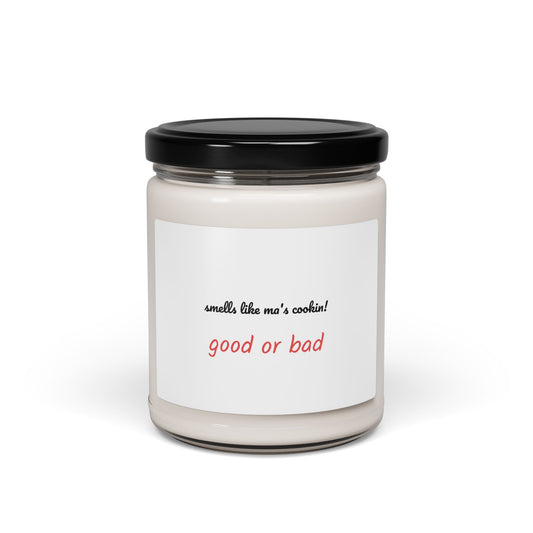 Scented Soy Candle with Humor - "Smells Like Ma's Cookin'!" | Perfect for Home Decor, Gifting, Self-Care, Party Favors, Holidays