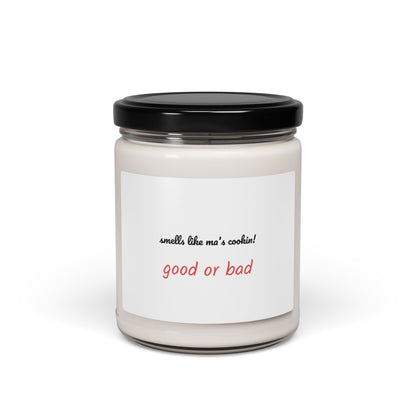 Scented Soy Candle with Humor - "Smells Like Ma's Cookin'!" | Perfect for Home Decor, Gifting, Self-Care, Party Favors, Holidays